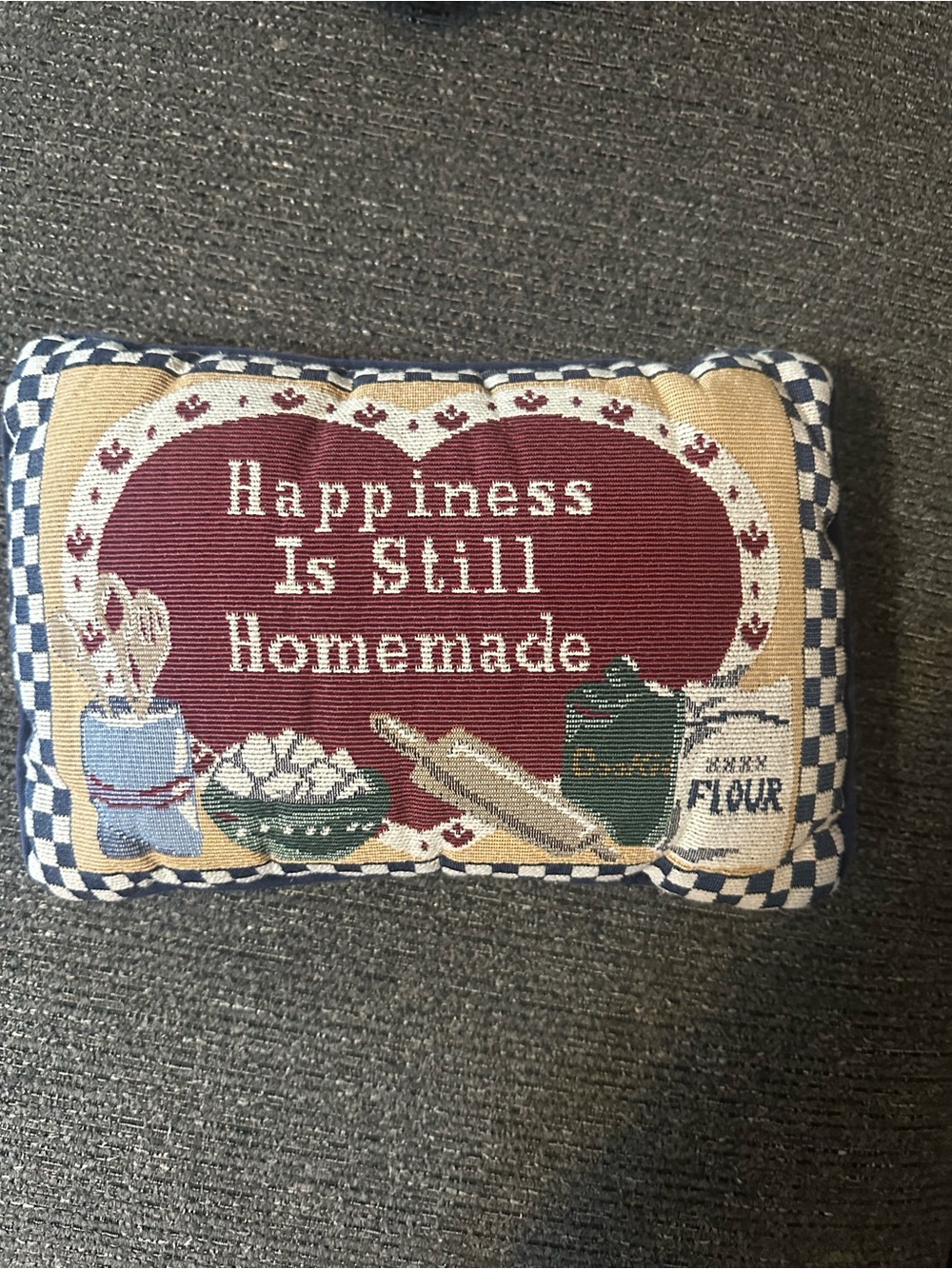 Happiness Is Still Homemade Decorative Pillow - Cream, Burgundy, Blue